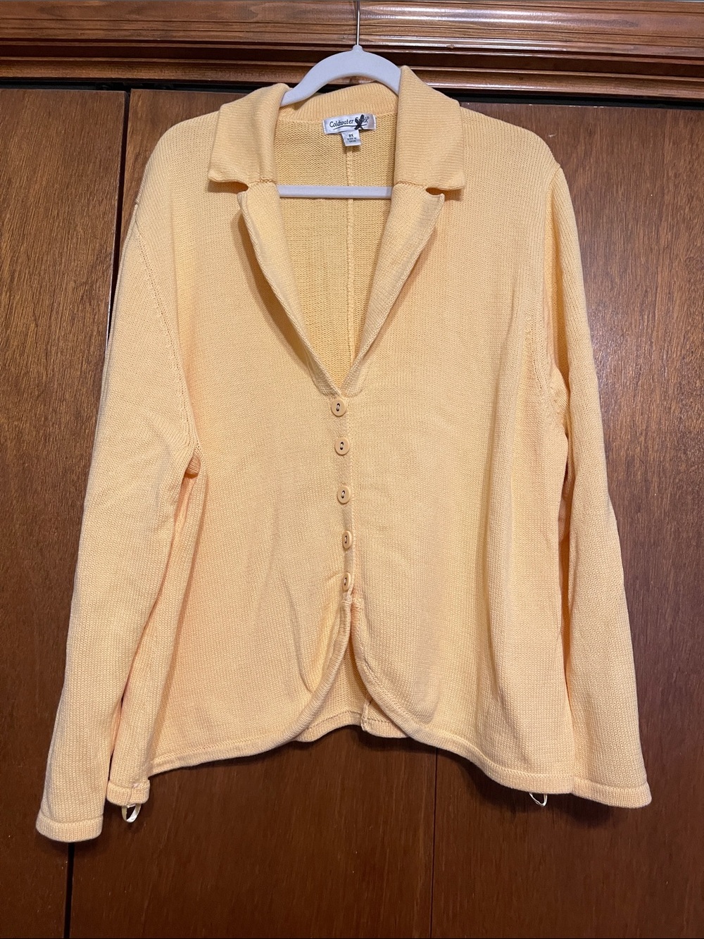 Coldwater Creek 3x Butter Yellow Collared Button-Front Cardigan Sweater Jacket